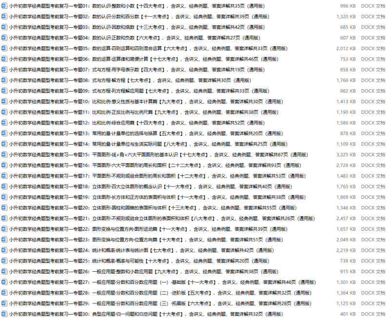 小升初数学经典题型考前复习—43个专题合集，原卷附答案详解（通用版）-学库巴巴